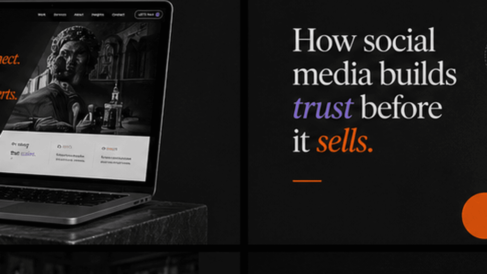 Editorial digital marketing cover showing how social media storytelling builds trust before conversion.